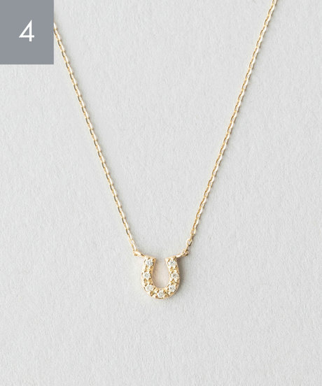 K10YG ダイヤモンド レイヤー ホースシュー ネックレス