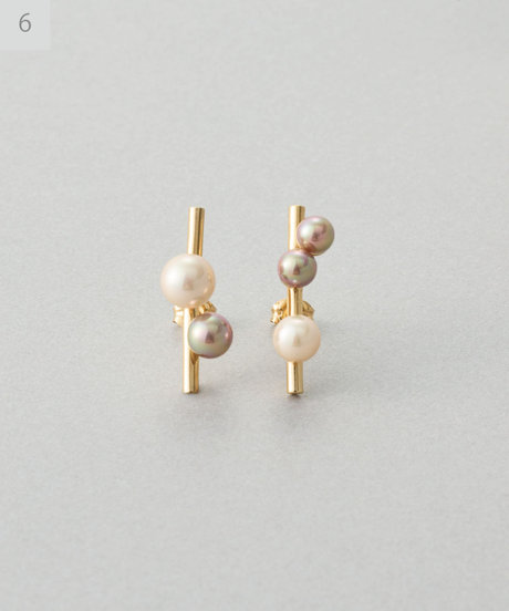 ピアス カラーパール アシンメトリー